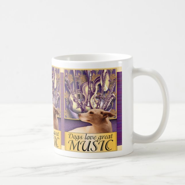 Hunde Liebe große MUSIC Kaffeetasse (Rechts)