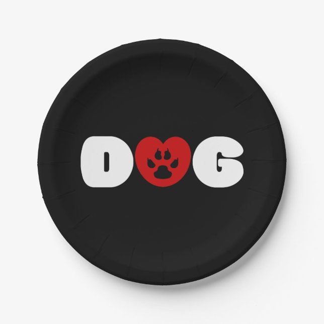 Hunde Liebe Heart Bandana Pappteller (Vorderseite)