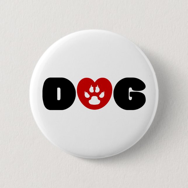 Hunde Liebe Herz Button (Vorderseite)