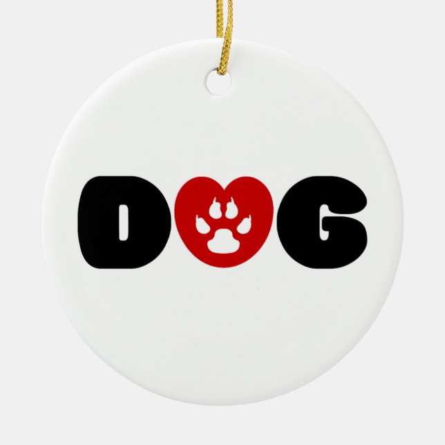 Hunde Liebe Herz Keramik Ornament (Vorne)