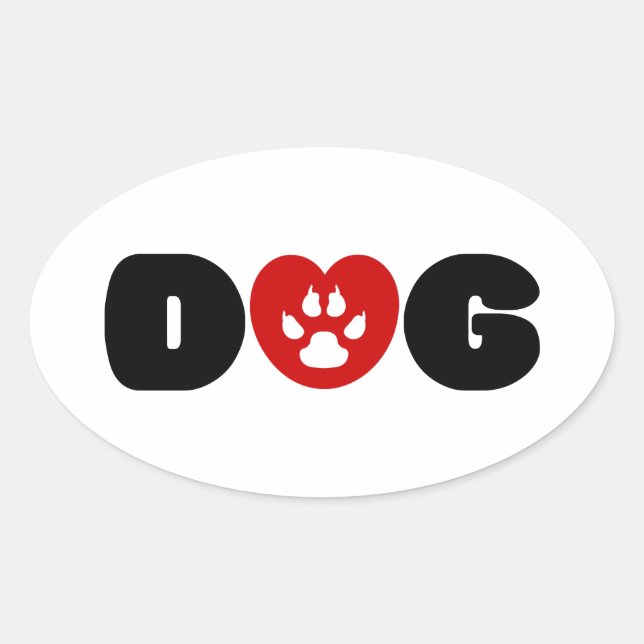 Hunde Liebe Herz Ovaler Aufkleber (Vorderseite)