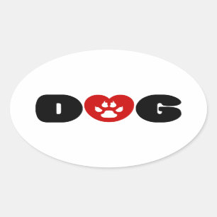 Hunde Liebe Herz Ovaler Aufkleber