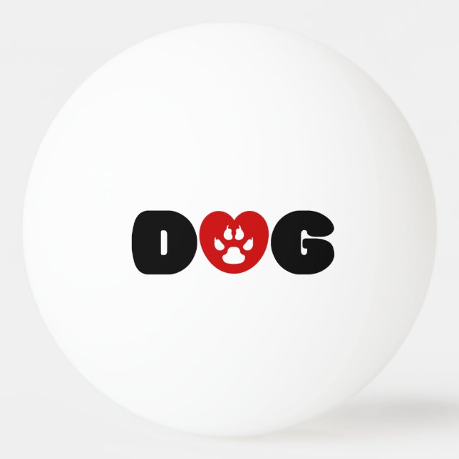 Hunde Liebe Herz Tischtennisball (Vorderseite)