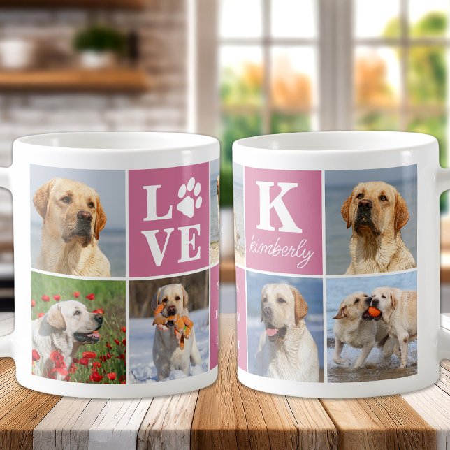 Hunde LIEBE Personalisiert 7 Foto Collage Paw Prin Kaffeetasse (Von Creator hochgeladen)