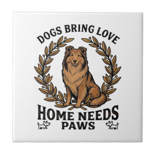 Hunde-Liebe-Shirt Vintage-Gravur Lorbeer-Design (2 Fliese