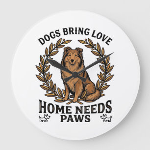 Hunde-Liebe-Shirt Vintage-Gravur Lorbeer-Design (2 Große Wanduhr