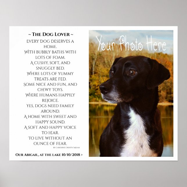Hunde lieben Gedicht und das Foto Ihres Hundes Poster (Vorne)