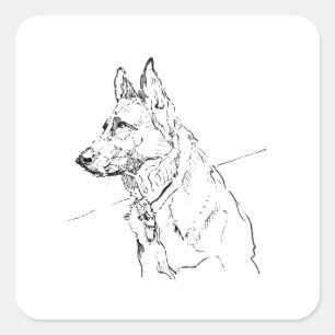 Hunde Liebhaber Geschenk, Deutscher Schäferhund Quadratischer Aufkleber