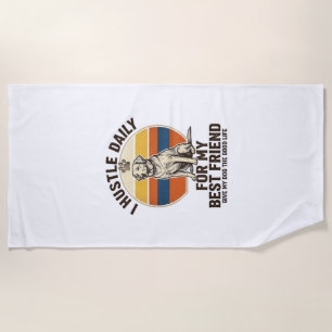 Hunde Liebhaber Shirt Vintage Gravur Hart Arbeiten Strandtuch