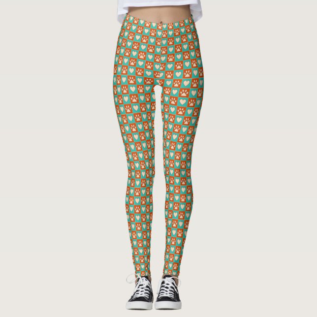 Hunde liebt Leggings für Paw Prints und Herz-Muste (Vorderseite)
