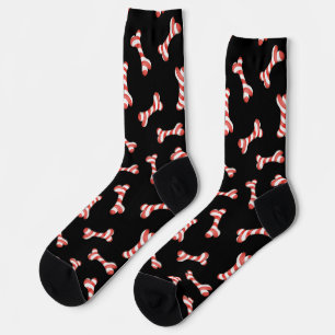 Hunde liebt Weihnachten Rote und weiße Streifen Kn Socken