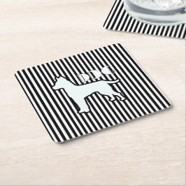 Hunde Logo Black Strip Rechteckiger Pappuntersetzer