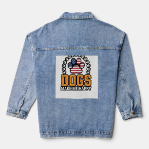 Hunde machen mich glücklich patriotisches Pfoten-V Jeansjacke