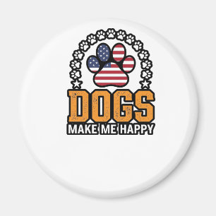 Hunde machen mich glücklich patriotisches Pfoten-V Magnet