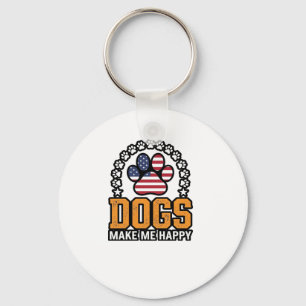 Hunde machen mich glücklich patriotisches Pfoten-V Schlüsselanhänger