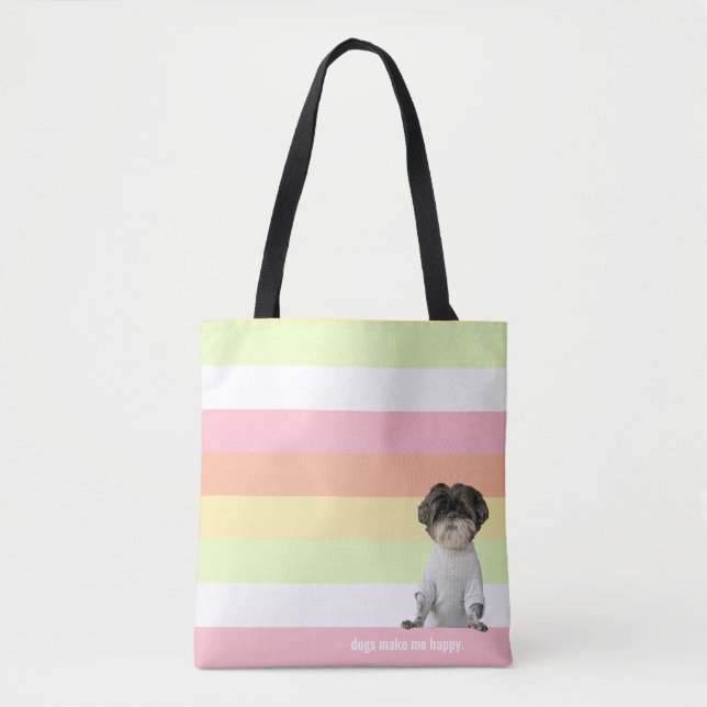 Hunde machen mich glücklich Shihtzu Melon Pink ein Tasche (Vorderseite)