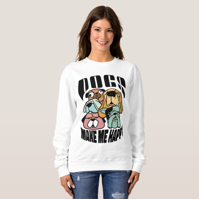 Hunde machen mich glücklich sweatshirt (Vorne ganz)