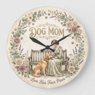 Hunde-Mama-Blumen-Wanduhr Große Wanduhr