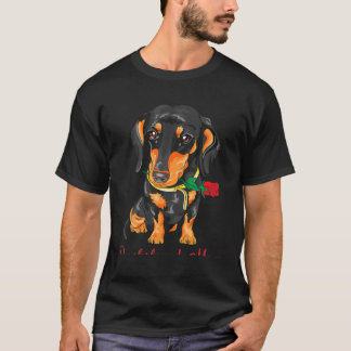 Hunde-Mama-Dackel Niedlich mit einer Rose länger T-Shirt