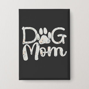 Hunde-Mama Florales Pfotenabdruck-Muster Süßes Des Button