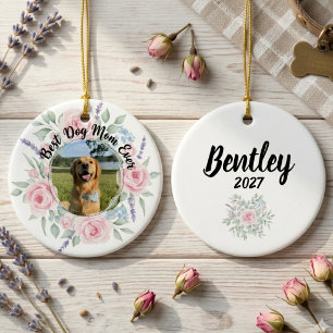 Hunde-Mama-Geschenk – Florales Rosen-Haustierliebh Keramik Ornament