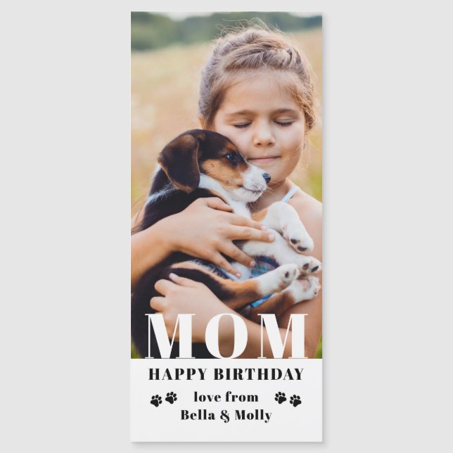 Hunde Mama Happy Birthday Modernes Personalisierte Magnetkarte (Vorderseite)