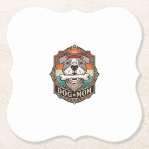 Hunde-Mama-Knochen-Bandana-Vintage-Rahmen_1 Untersetzer