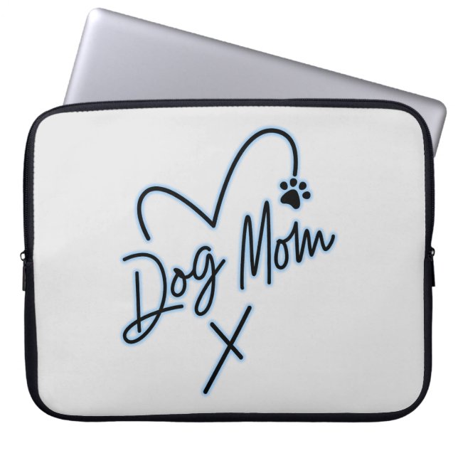 HUNDE MAMA, LICHT BLAU HERZ LAPTOPSCHUTZHÜLLE (Vorderseite)