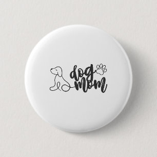 Hunde Mama Linie Art Design Minimalistischer Hund  Button