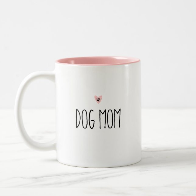 Hunde-Mama | Moderne Mama - Herzfarbe Zweifarbige Tasse (Links)