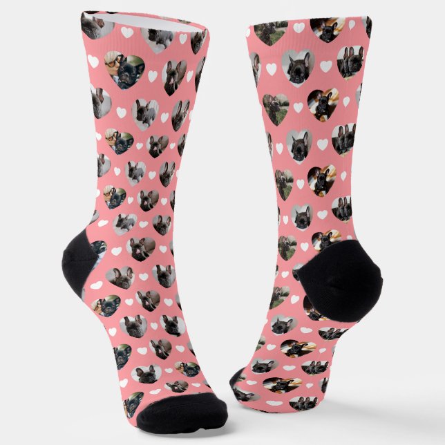 Hunde Mama Niedlich 10 Custom Pet Hund Herz Fotos Socken (Gewinkelt)