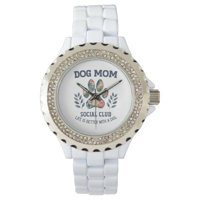 Hunde Mama Paw Floral Armbanduhr (Vorderseite)