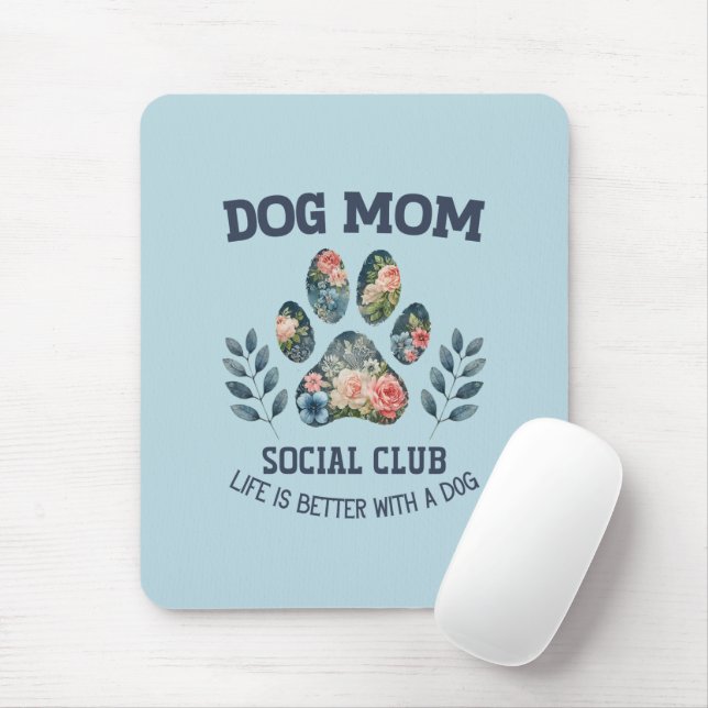 Hunde Mama Paw Floral Mousepad (Mit Mouse)