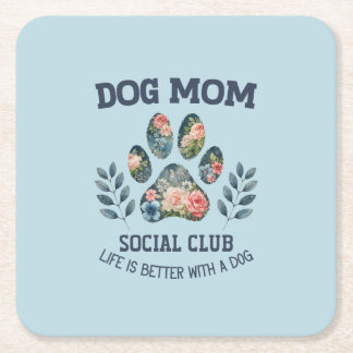 Hunde Mama Paw Floral Rechteckiger Pappuntersetzer