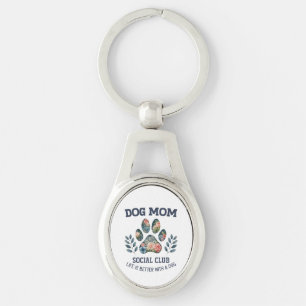 Hunde Mama Paw Floral Schlüsselanhänger