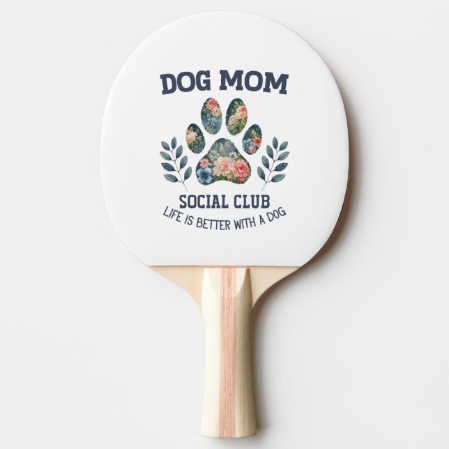 Hunde Mama Paw Floral Tischtennis Schläger (Vorderseite)