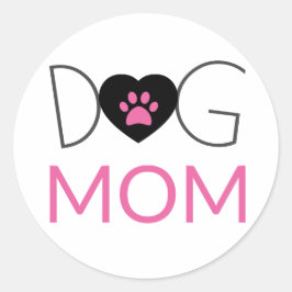 Hunde Mama Paw Print Pink Black Runder Aufkleber