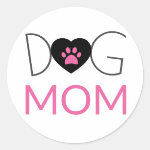 Hunde Mama Paw Print Pink Black Runder Aufkleber