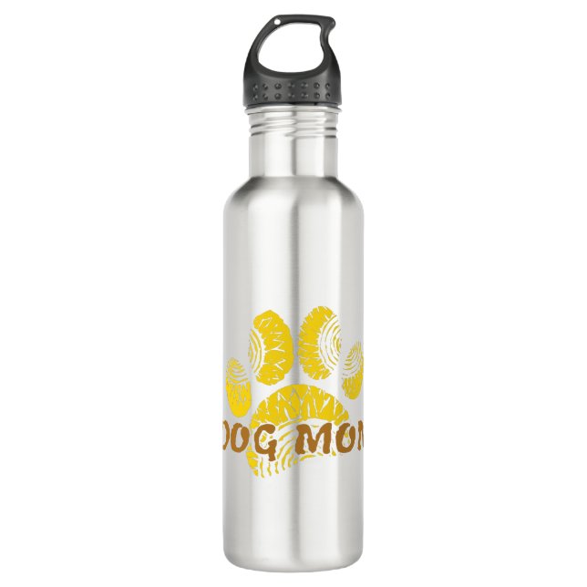 Hunde Mama Paw Sonnenblume Zeichnend Edelstahlflasche (Vorderseite)
