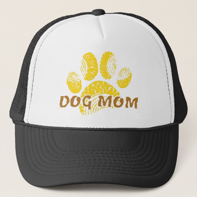 Hunde Mama Paw Sonnenblume Zeichnend Truckerkappe (Vorderseite)