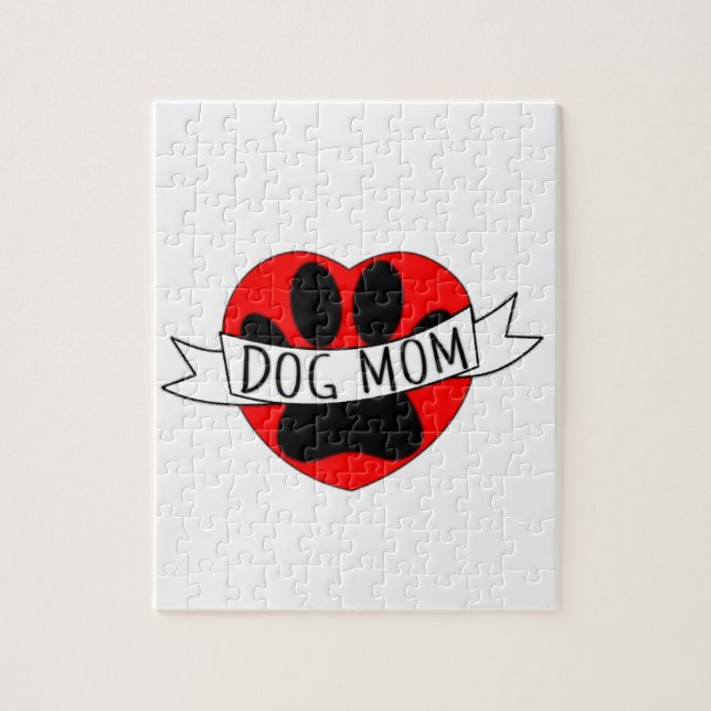 Hunde Mama Paw und Rotes Herz Zeichnend (Vertikal)