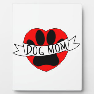 Hunde Mama Paw und Rotes Herz Zeichnend Fotoplatte