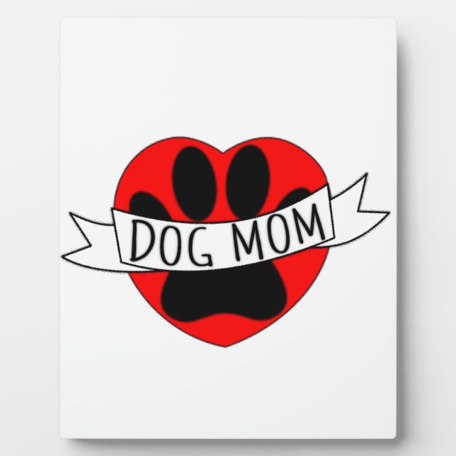 Hunde Mama Paw und Rotes Herz Zeichnend Fotoplatte (Vorderseite)