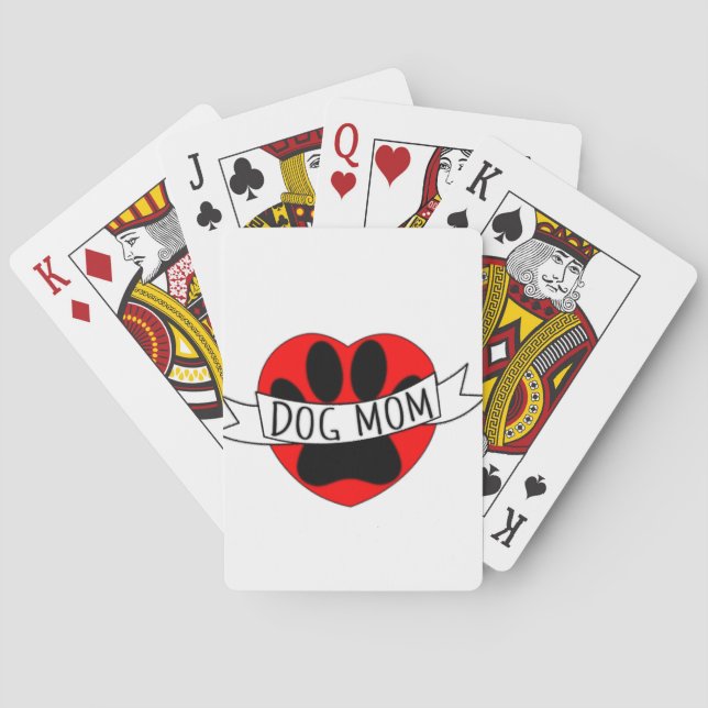 Hunde Mama Paw und Rotes Herz Zeichnend Spielkarten (Rückseite)