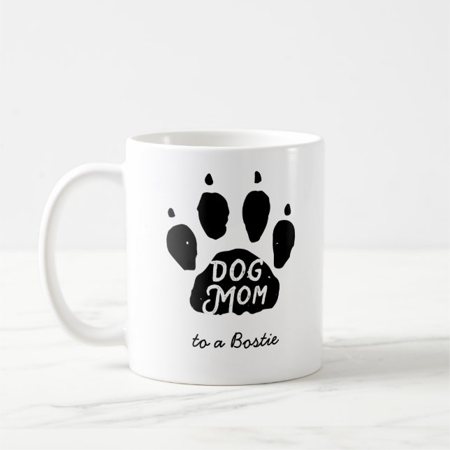 Hunde Mama Pfoten Drucken Personalisierter Name un Kaffeetasse (Links)
