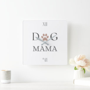 Hunde-Mama-Pfotenabdruck, Muttertag und Geburtstag Quadratische Wanduhr