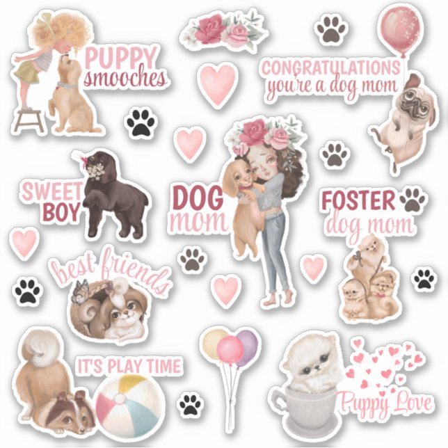 Hunde Mama Vinyl Stickers Aufkleber (Vorderseite)