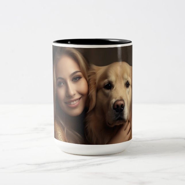 Hunde Mama Wifey Moderne Schwarz-Script Weiße Frau Zweifarbige Tasse (Mittel)