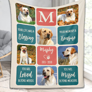 Hunde-Memorial Geschenk Pet Loss Retro-Farben 6 Fo Fleecedecke