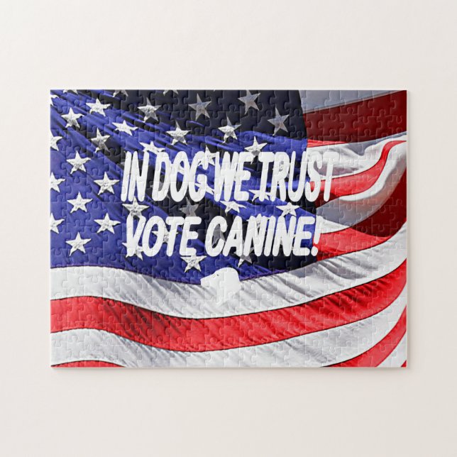 Hunde mit amerikanischem Flag-Puzzle abstimmen (Horizontal)